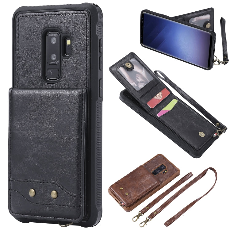 For Galaxy S9+ Vertical Flip Shockproof Leather Protective Case with Long Rope, Support Card Slots & Bracket & Photo Holder & Wallet Function