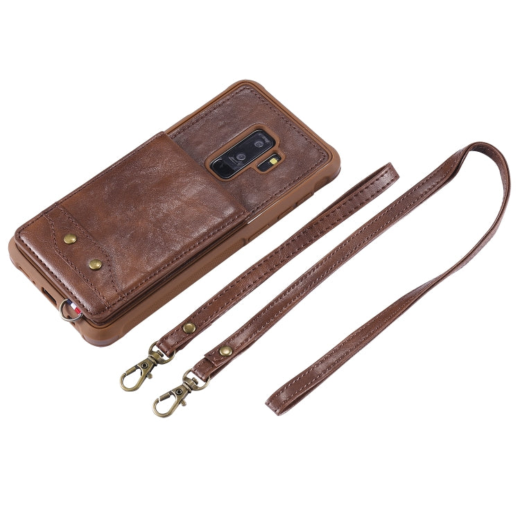 For Galaxy S9+ Vertical Flip Shockproof Leather Protective Case with Long Rope, Support Card Slots & Bracket & Photo Holder & Wallet Function