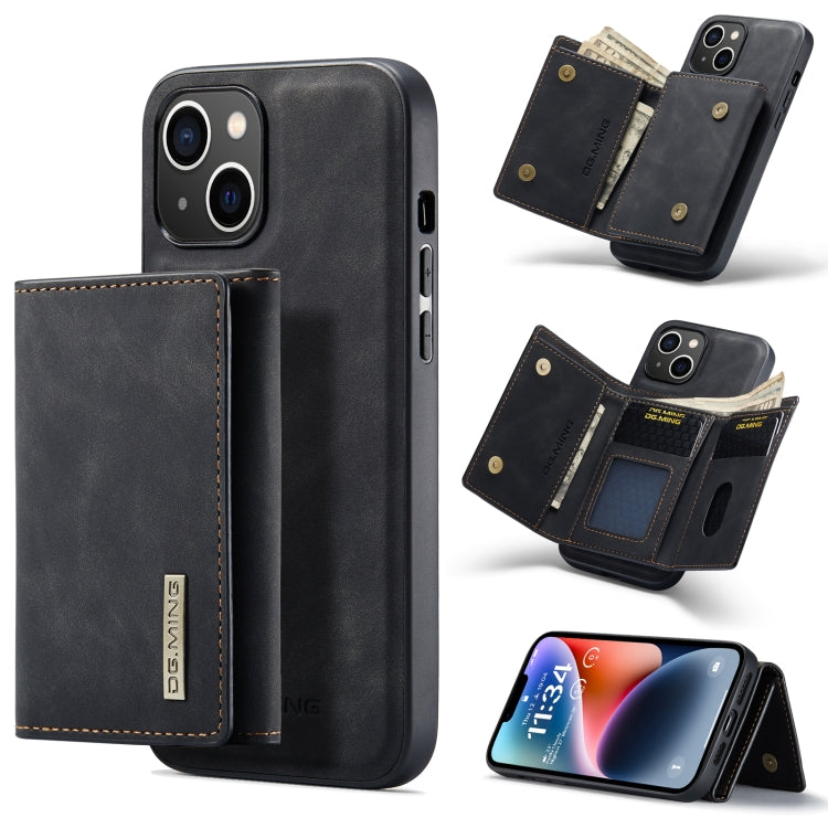 For iPhone 14 DG.MING M1 Series 3-Fold Multi Card Wallet Leather Case