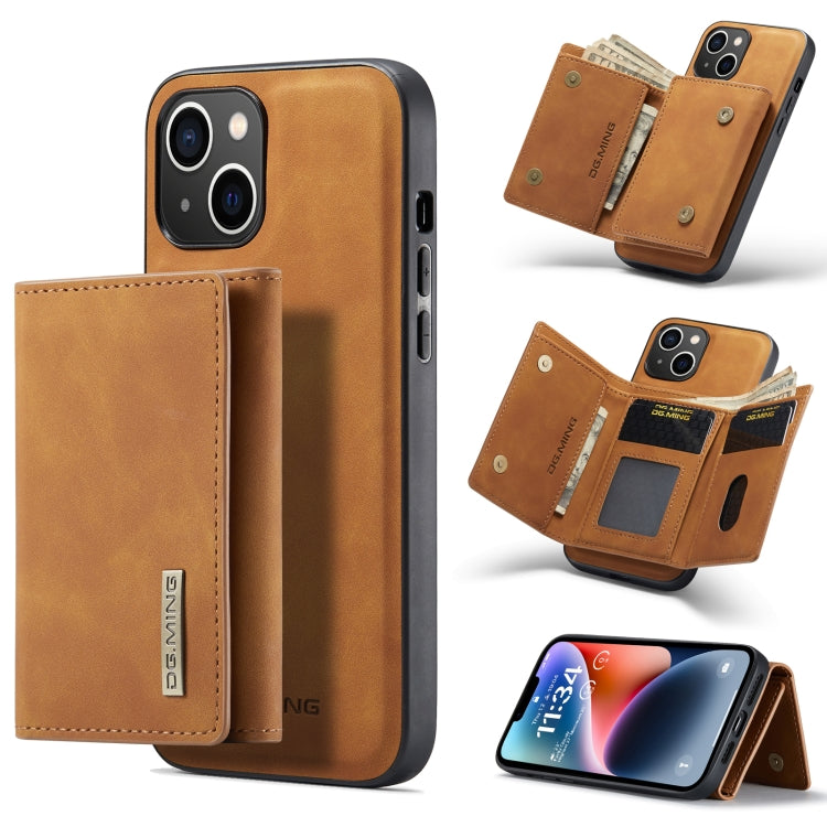 For iPhone 14 DG.MING M1 Series 3-Fold Multi Card Wallet Leather Case