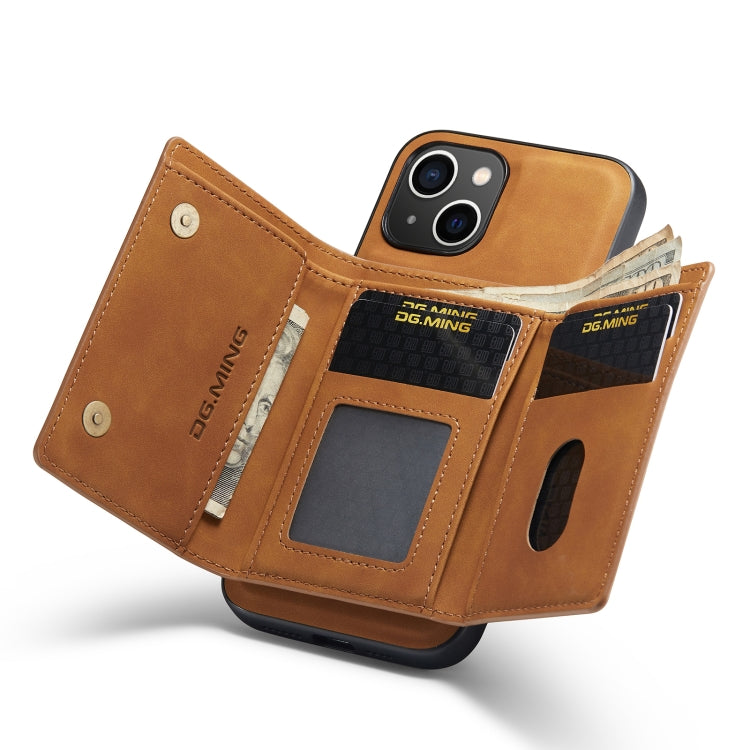 For iPhone 14 Plus DG.MING M1 Series 3-Fold Multi Card Wallet Leather Case