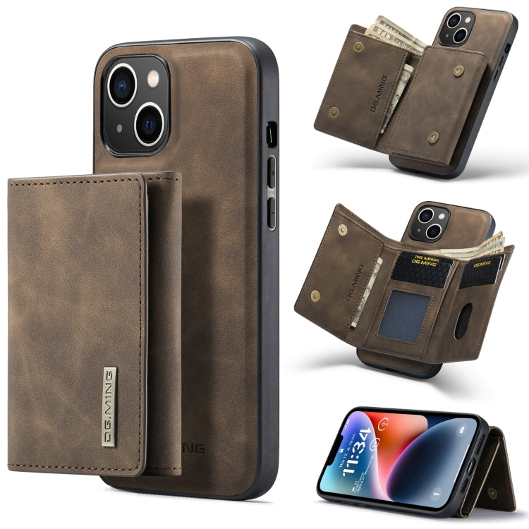For iPhone 14 Plus DG.MING M1 Series 3-Fold Multi Card Wallet Leather Case