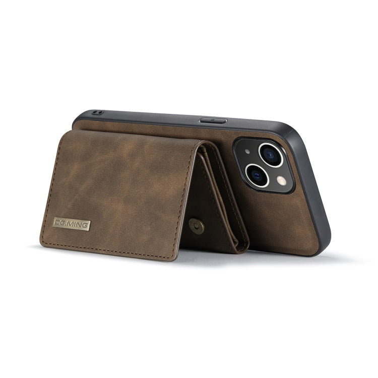 For iPhone 14 Plus DG.MING M1 Series 3-Fold Multi Card Wallet Leather Case