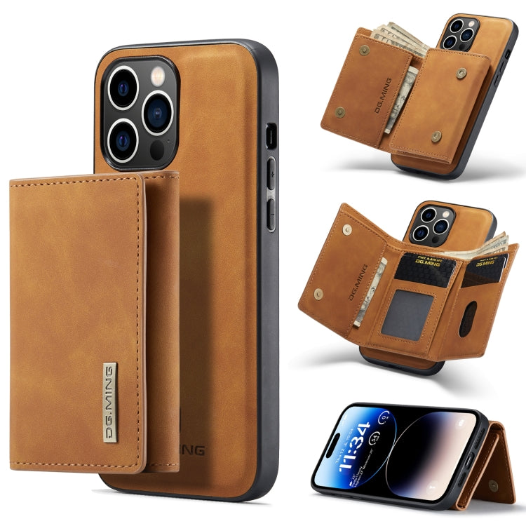 For iPhone 14 Pro DG.MING M1 Series 3-Fold Multi Card Wallet Leather Case