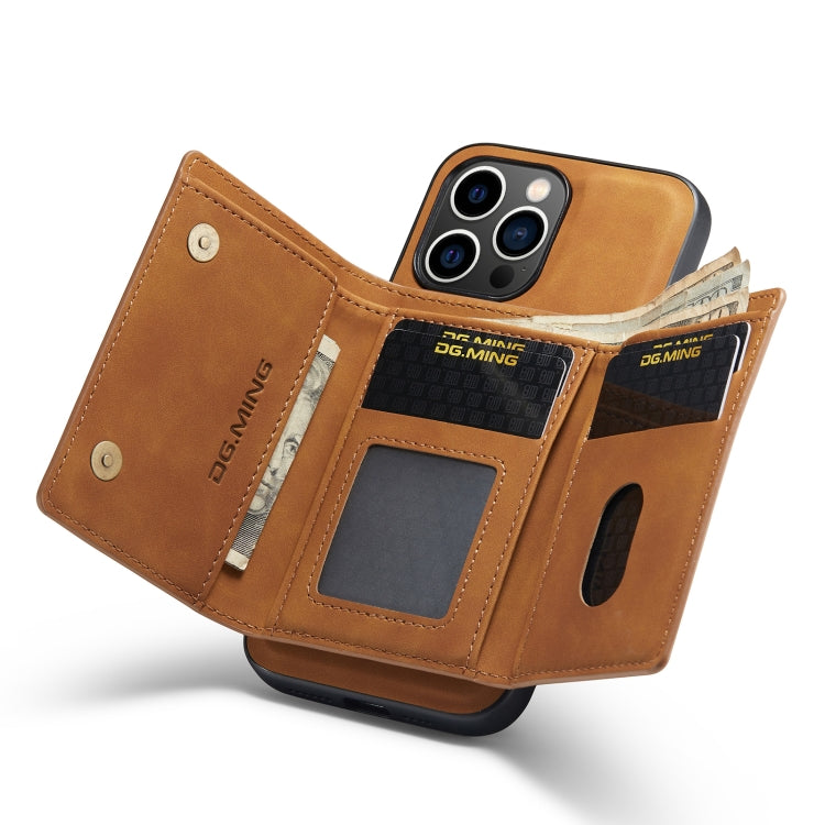 For iPhone 14 Pro DG.MING M1 Series 3-Fold Multi Card Wallet Leather Case