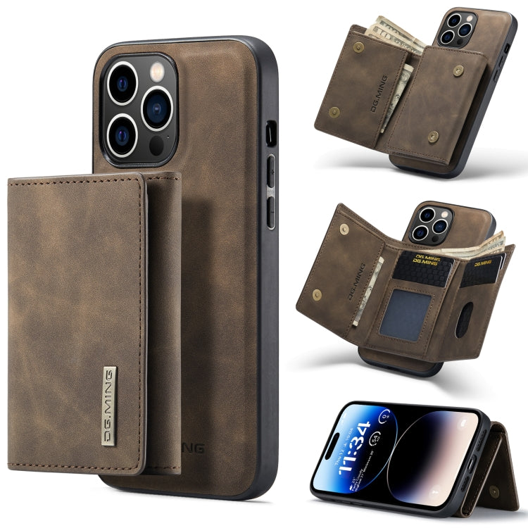 For iPhone 14 Pro DG.MING M1 Series 3-Fold Multi Card Wallet Leather Case