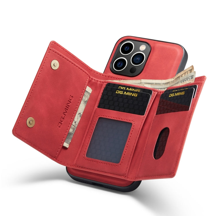 For iPhone 14 Pro DG.MING M1 Series 3-Fold Multi Card Wallet Leather Case