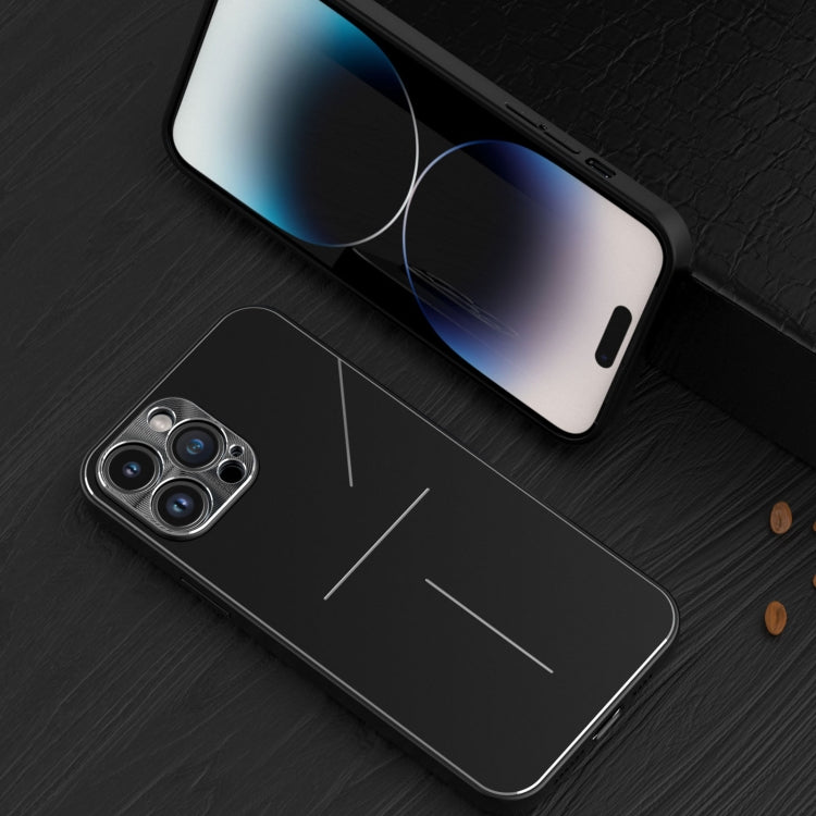 For iPhone 14 Pro R-JUST RJ52 3-Line Style Metal TPU Shockproof Phone Case