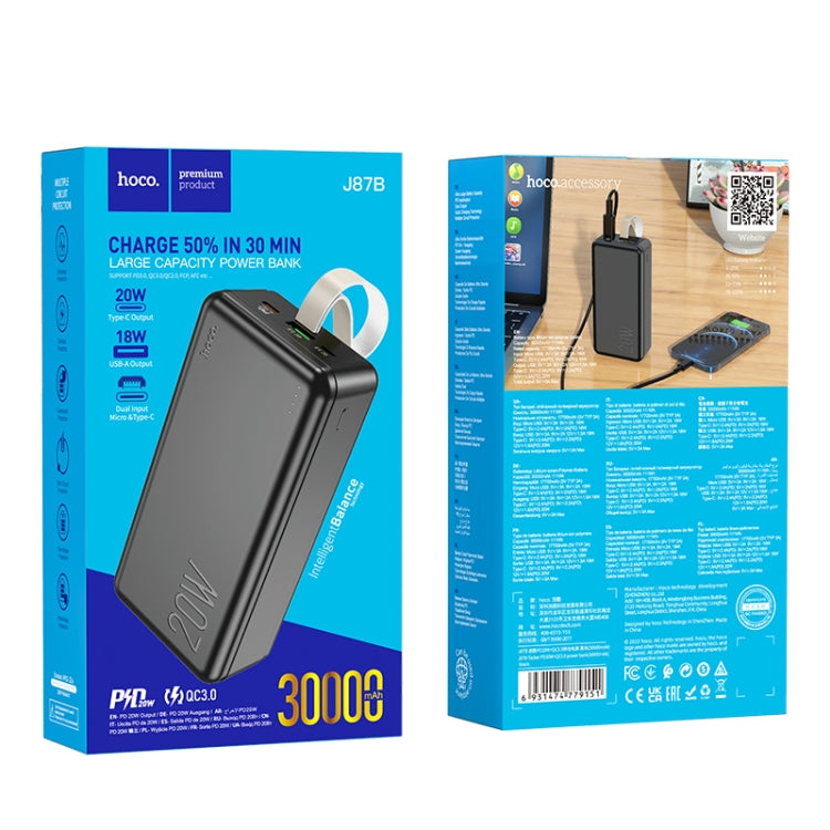 hoco J87B Tacker 30000mAh PD20W +QC3.0 Fast Charging Power Bank
