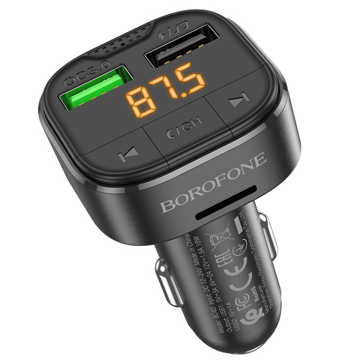 Borofone BC43 Flash QC3.0 Car Bluetooth 5.0 FM Transmitter(Black)