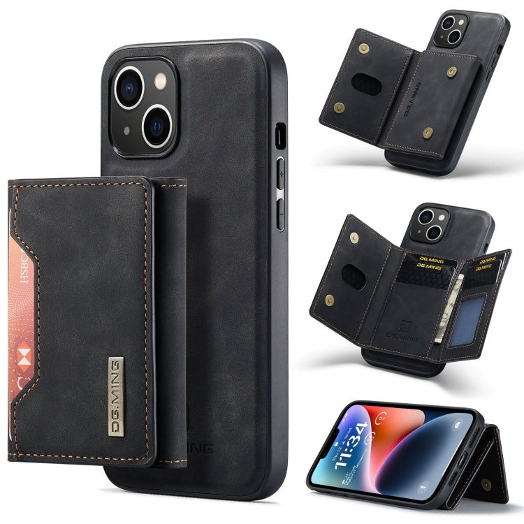 For iPhone 14 Plus DG.MING M2 Series 3-Fold Card Bag Leather Case