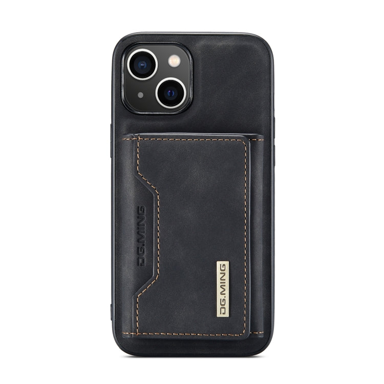 For iPhone 14 Plus DG.MING M2 Series 3-Fold Card Bag Leather Case