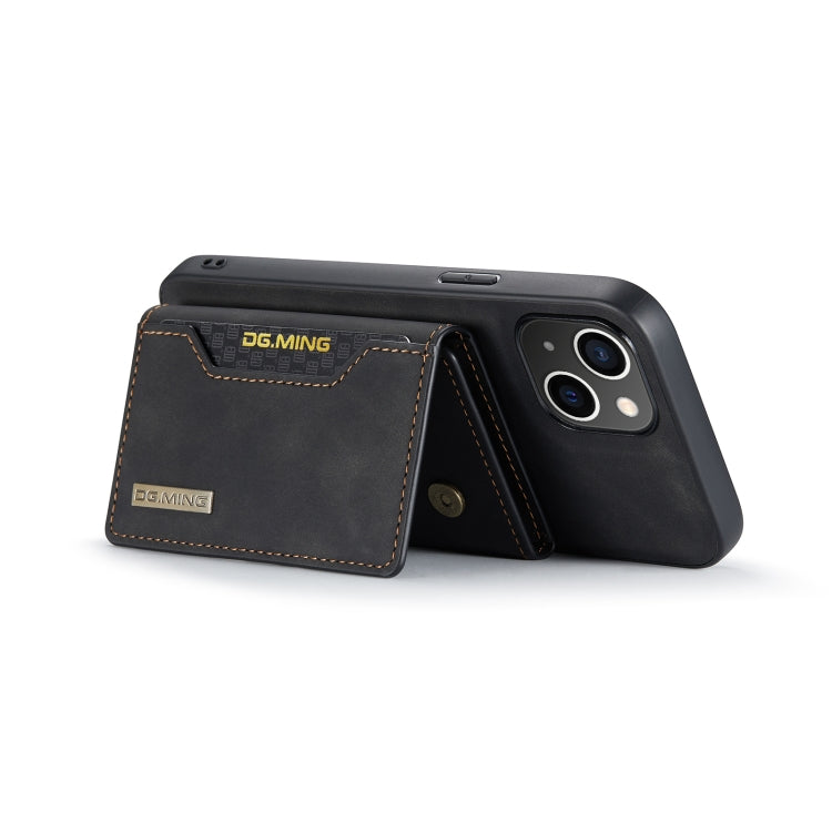For iPhone 14 Plus DG.MING M2 Series 3-Fold Card Bag Leather Case