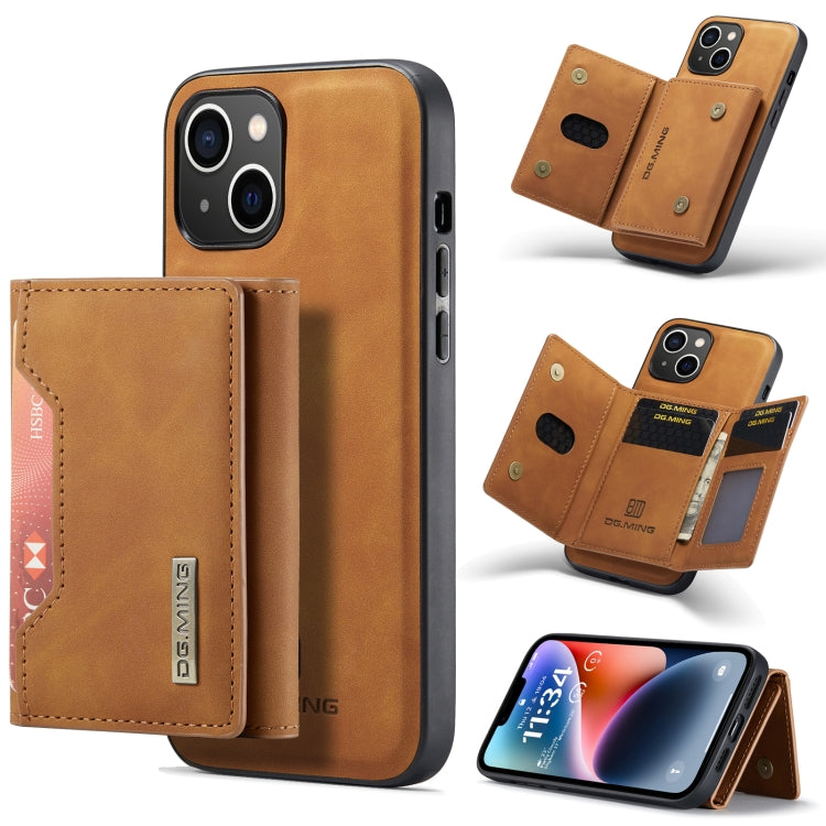 For iPhone 14 Plus DG.MING M2 Series 3-Fold Card Bag Leather Case