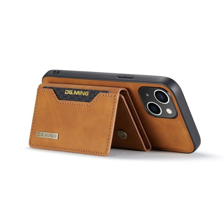 For iPhone 14 Plus DG.MING M2 Series 3-Fold Card Bag Leather Case