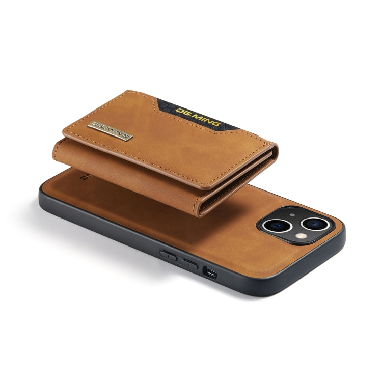 For iPhone 14 Plus DG.MING M2 Series 3-Fold Card Bag Leather Case