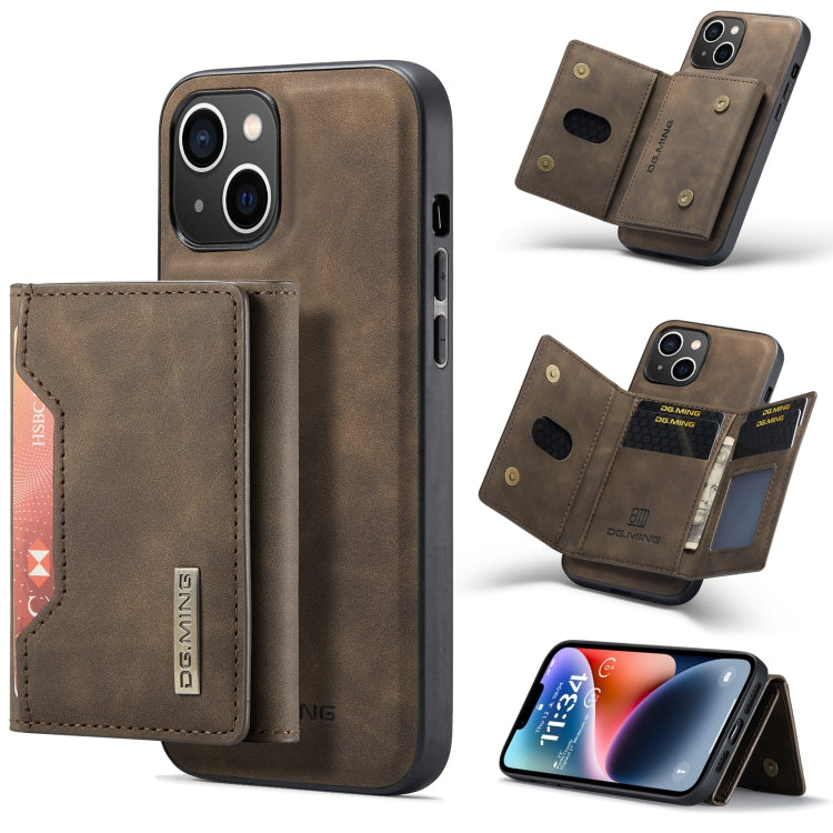 For iPhone 14 Plus DG.MING M2 Series 3-Fold Card Bag Leather Case