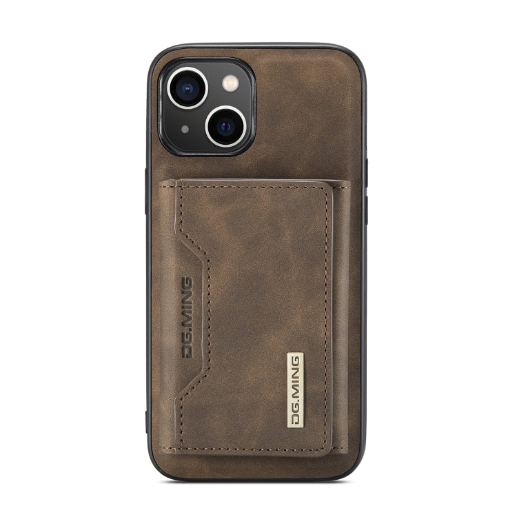 For iPhone 14 Plus DG.MING M2 Series 3-Fold Card Bag Leather Case