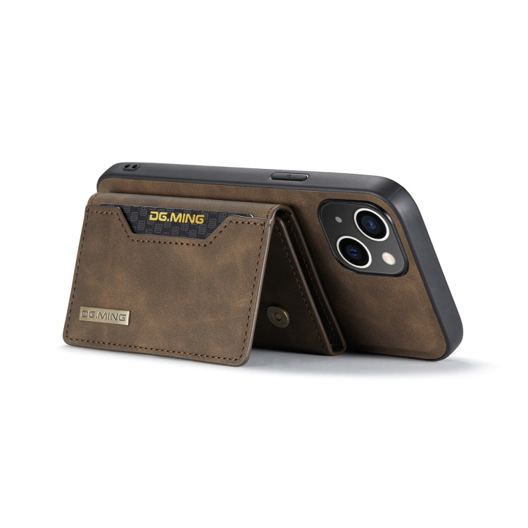 For iPhone 14 Plus DG.MING M2 Series 3-Fold Card Bag Leather Case