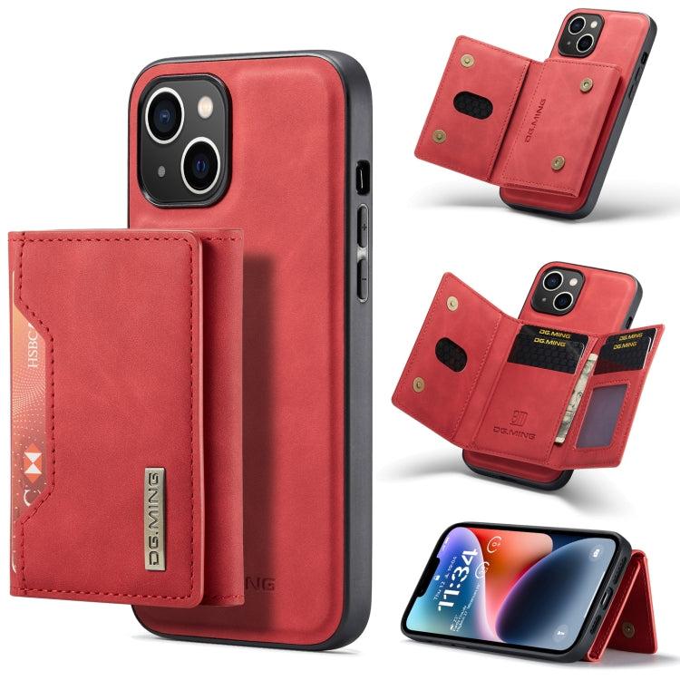 For iPhone 14 Plus DG.MING M2 Series 3-Fold Card Bag Leather Case