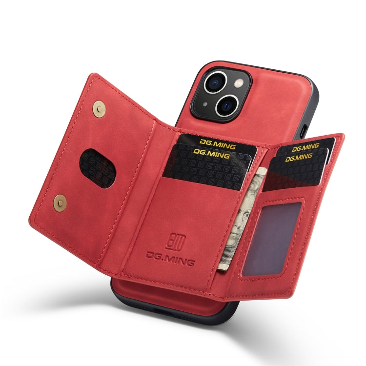 For iPhone 14 Plus DG.MING M2 Series 3-Fold Card Bag Leather Case