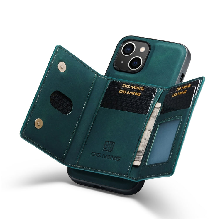For iPhone 14 Plus DG.MING M2 Series 3-Fold Card Bag Leather Case