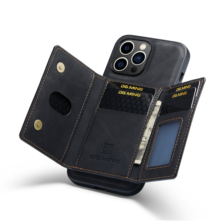 For iPhone 14 Pro DG.MING M2 Series 3-Fold Card Bag Leather Case