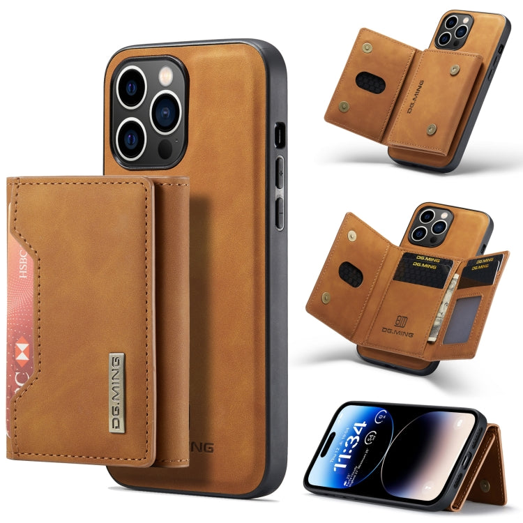 For iPhone 14 Pro DG.MING M2 Series 3-Fold Card Bag Leather Case
