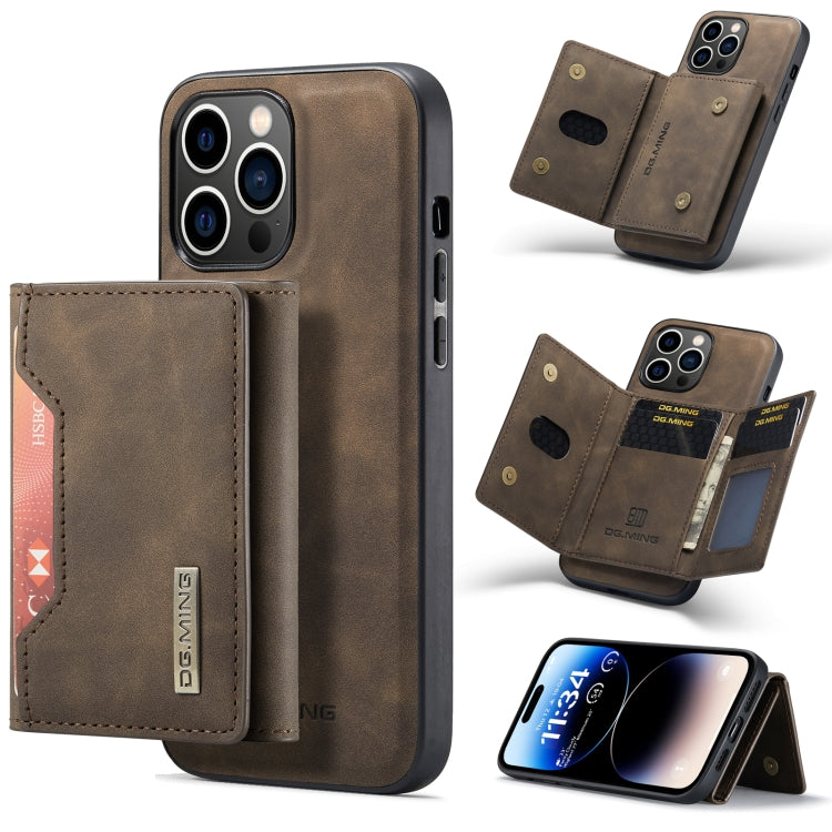 For iPhone 14 Pro DG.MING M2 Series 3-Fold Card Bag Leather Case