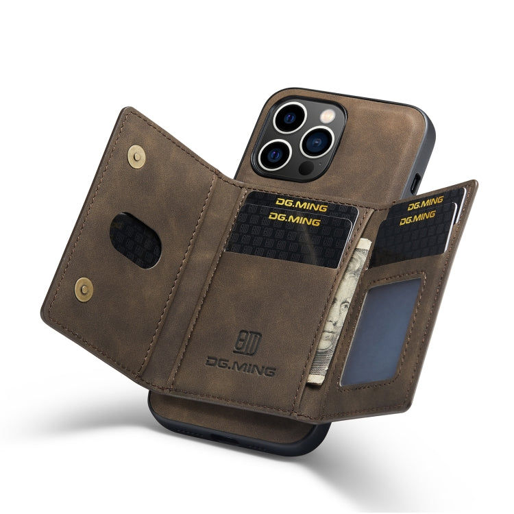 For iPhone 14 Pro DG.MING M2 Series 3-Fold Card Bag Leather Case