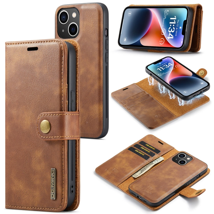 For iPhone 14 DG.MING Crazy Horse Texture Detachable Magnetic Leather Case