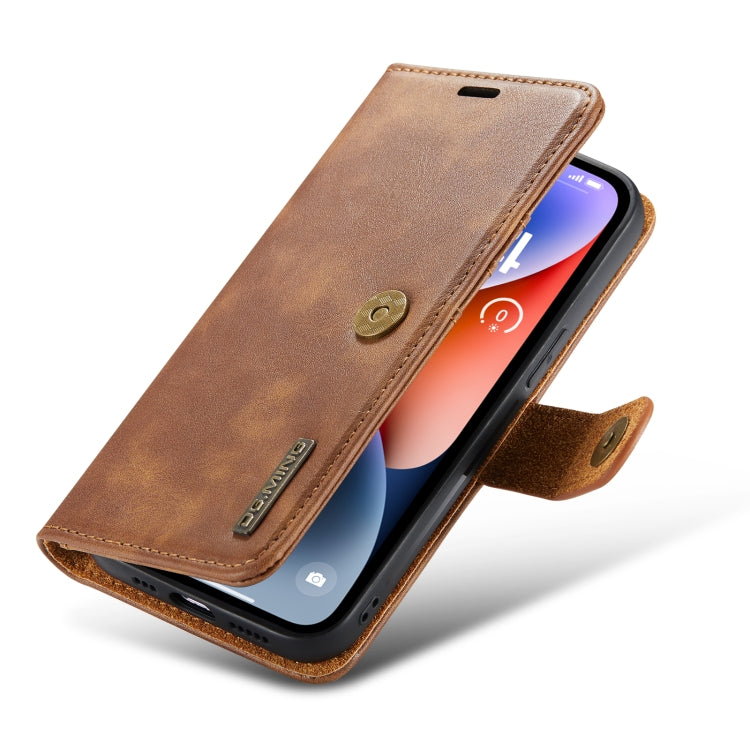 For iPhone 14 DG.MING Crazy Horse Texture Detachable Magnetic Leather Case