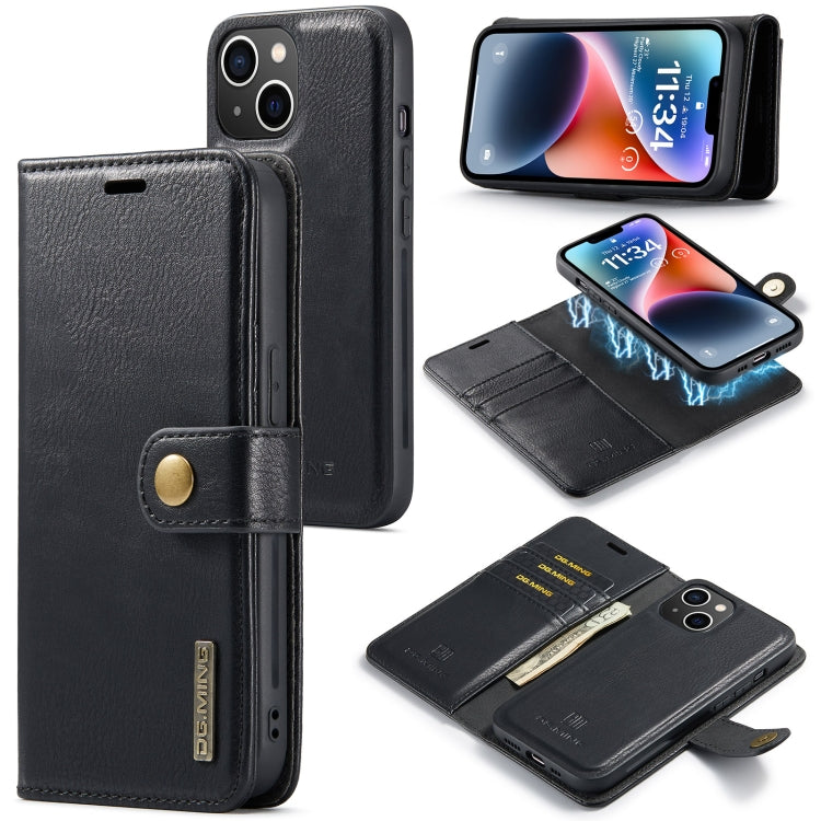 For iPhone 14 DG.MING Crazy Horse Texture Detachable Magnetic Leather Case