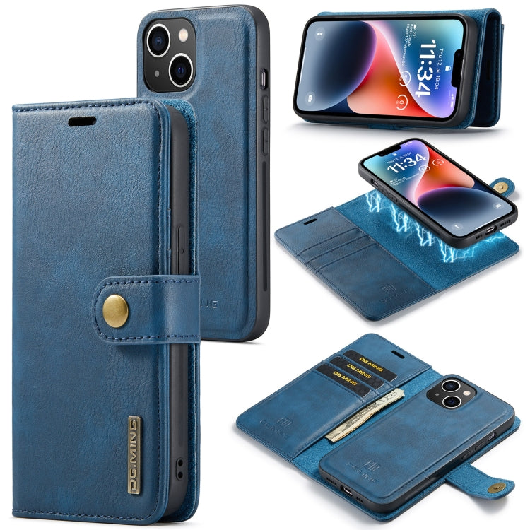 For iPhone 14 DG.MING Crazy Horse Texture Detachable Magnetic Leather Case