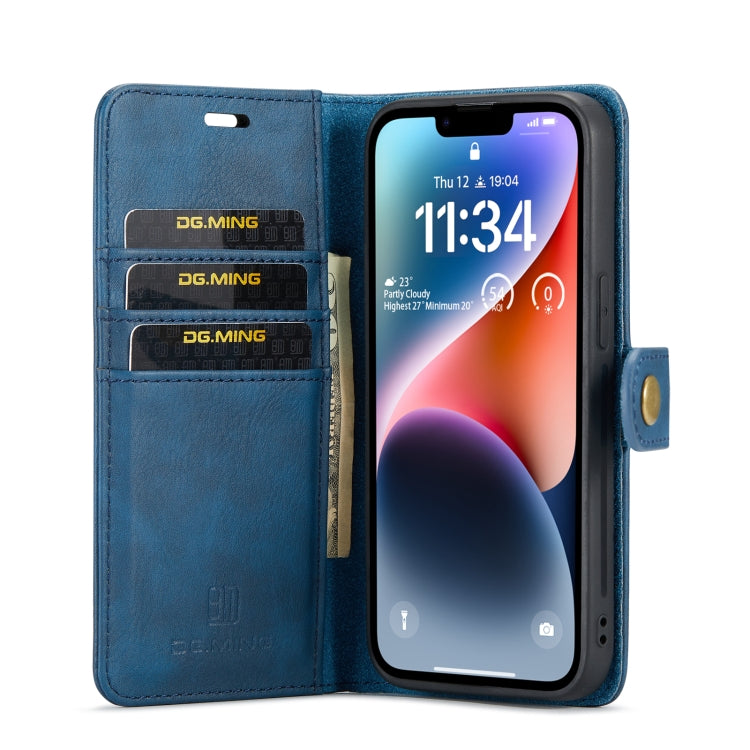 For iPhone 14 DG.MING Crazy Horse Texture Detachable Magnetic Leather Case