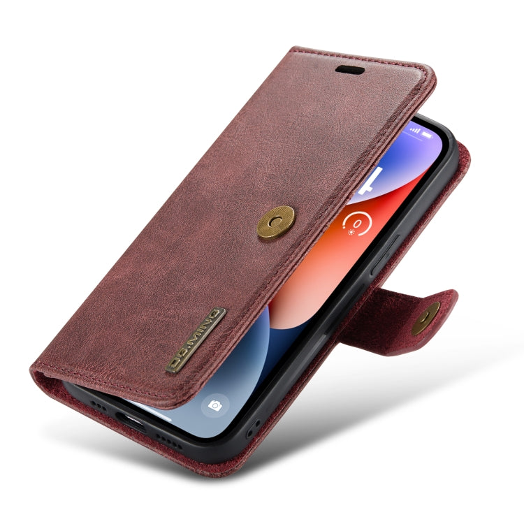 For iPhone 14 Plus DG.MING Crazy Horse Texture Detachable Magnetic Leather Case