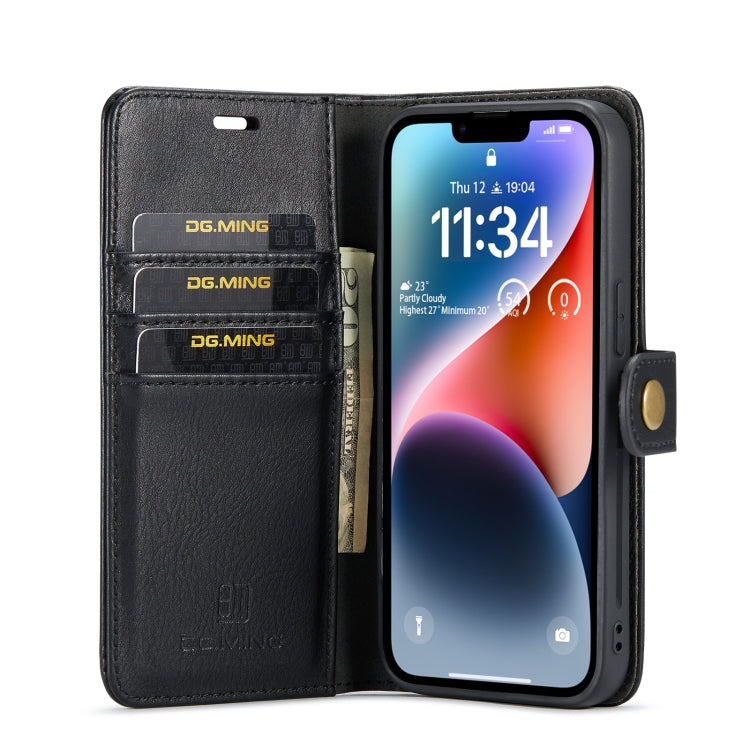 For iPhone 14 Plus DG.MING Crazy Horse Texture Detachable Magnetic Leather Case