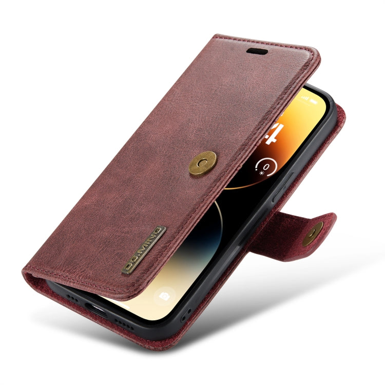 For iPhone 14 Pro DG.MING Crazy Horse Texture Detachable Magnetic Leather Case