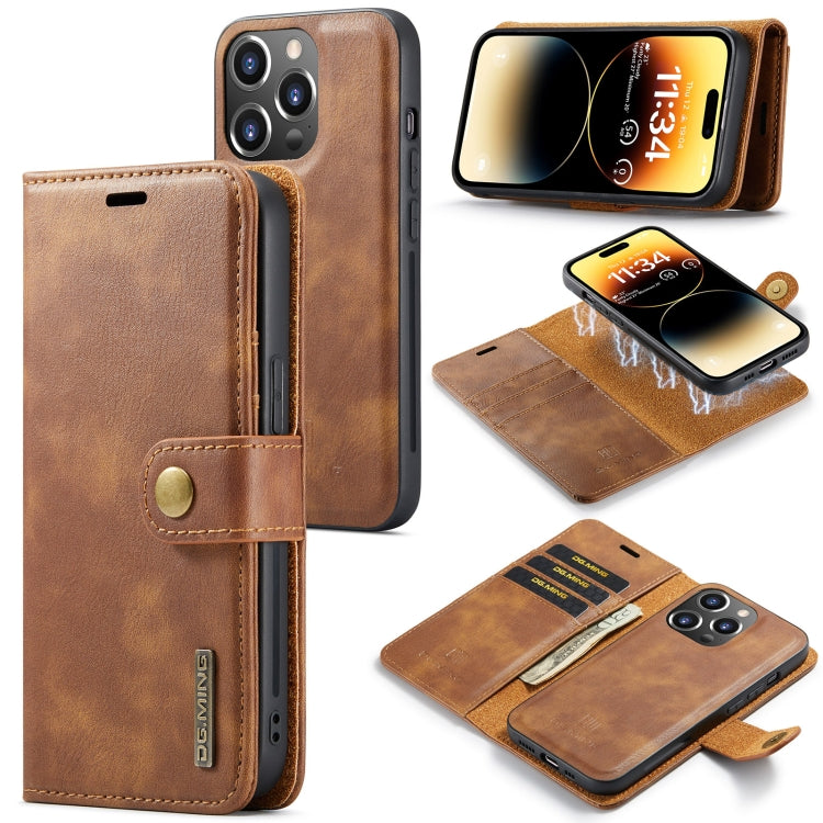 For iPhone 14 Pro DG.MING Crazy Horse Texture Detachable Magnetic Leather Case