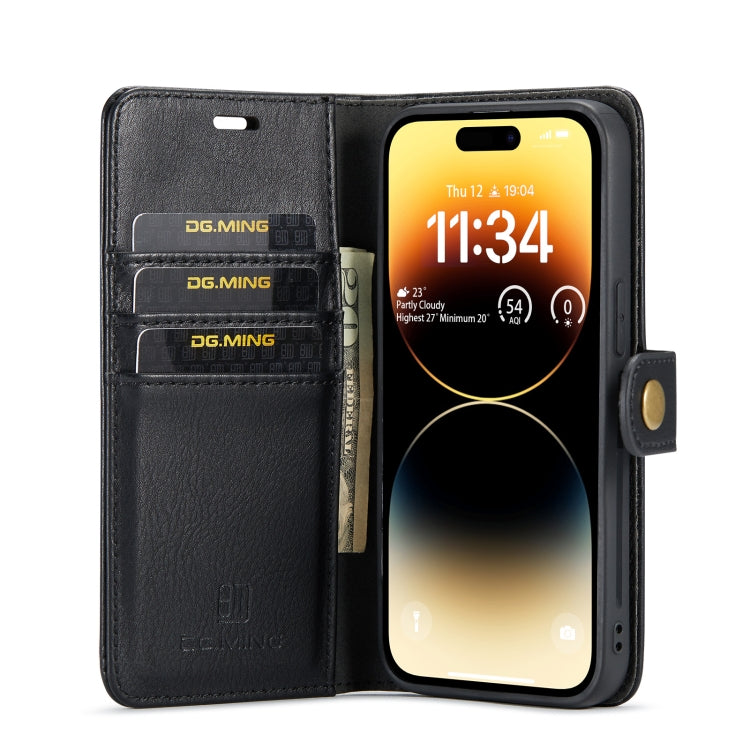 For iPhone 14 Pro DG.MING Crazy Horse Texture Detachable Magnetic Leather Case