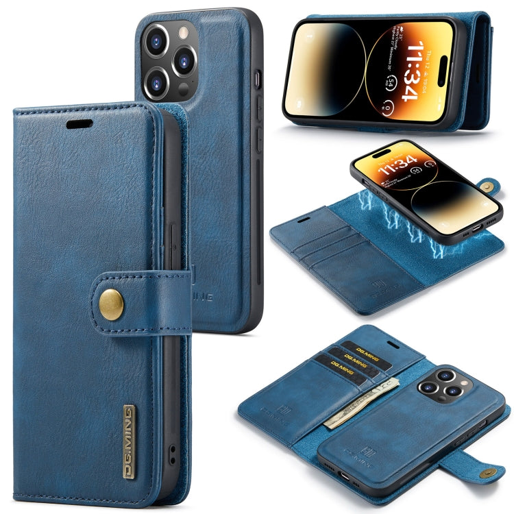 For iPhone 14 Pro DG.MING Crazy Horse Texture Detachable Magnetic Leather Case