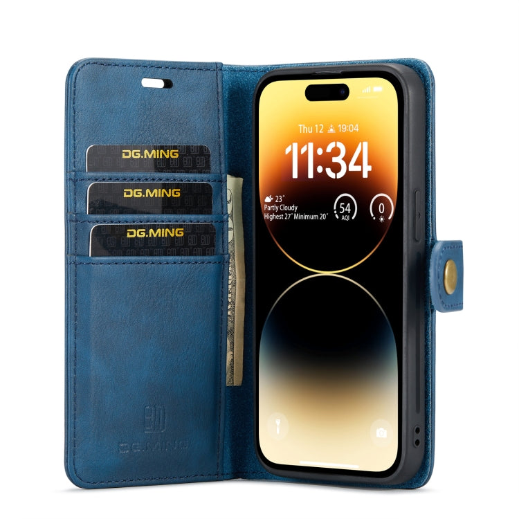 For iPhone 14 Pro DG.MING Crazy Horse Texture Detachable Magnetic Leather Case