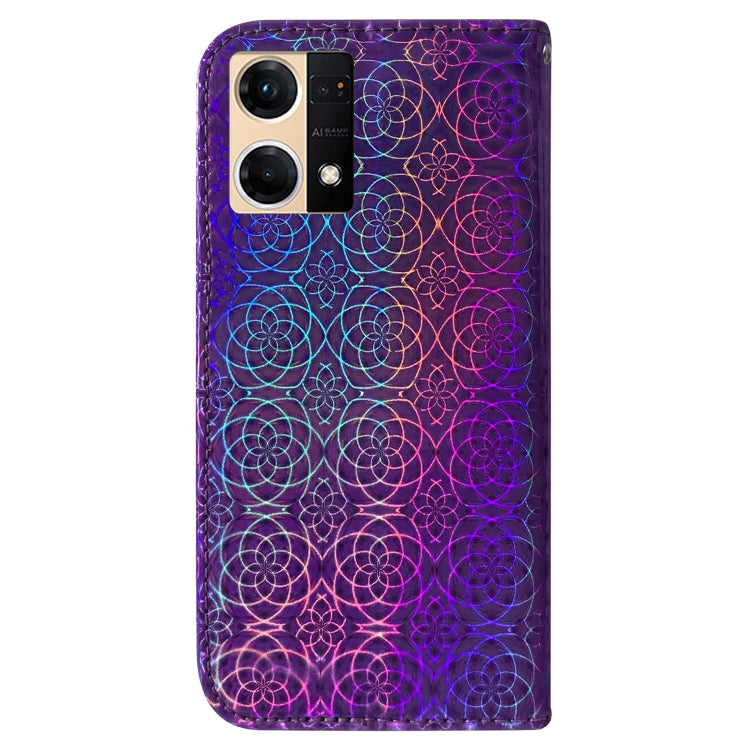 For OPPO Reno7 4G Colorful Magnetic Buckle Leather Phone Case