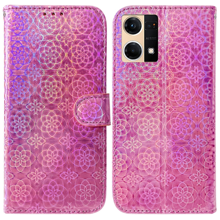 For OPPO Reno7 4G Colorful Magnetic Buckle Leather Phone Case