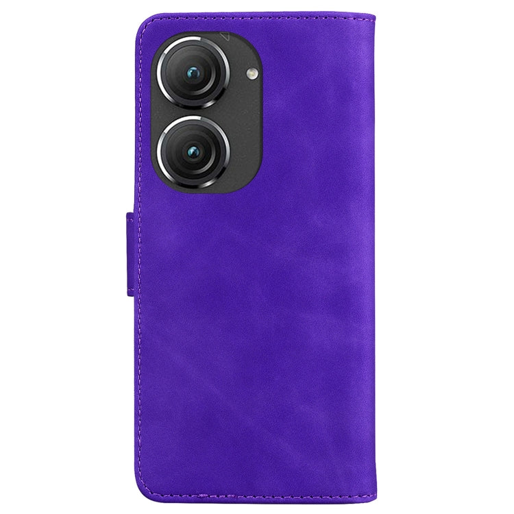 For Asus Zenfone 9 Skin Feel Pure Color Flip Leather Phone Case