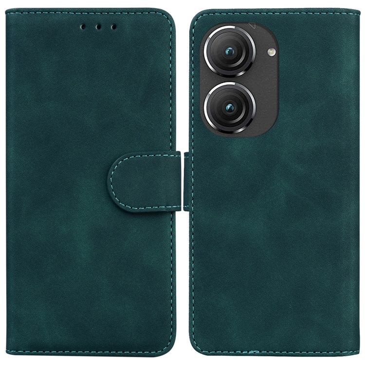For Asus Zenfone 9 Skin Feel Pure Color Flip Leather Phone Case