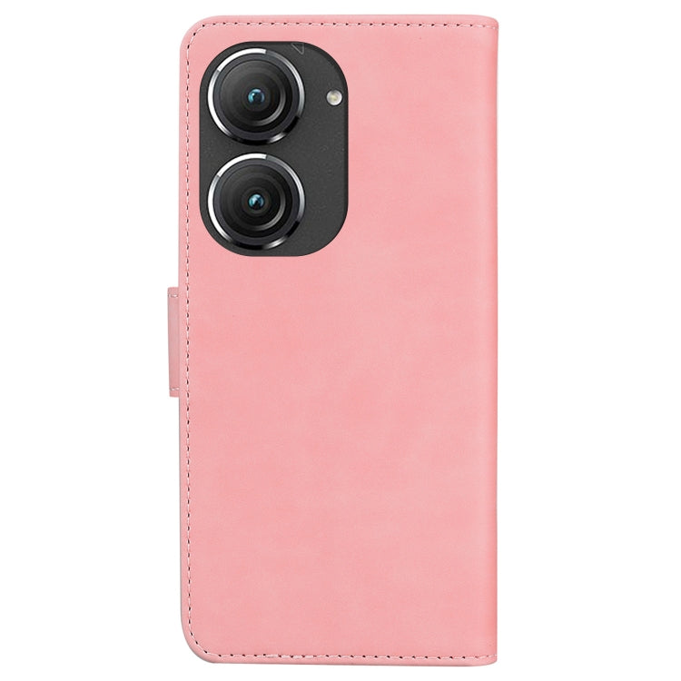 For Asus Zenfone 9 Skin Feel Pure Color Flip Leather Phone Case