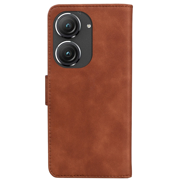 For Asus Zenfone 9 Skin Feel Pure Color Flip Leather Phone Case