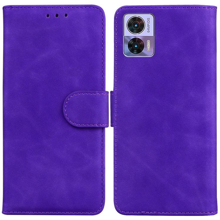 For Motorola Edge 30 Neo / Edge 30 Lite Skin Feel Pure Color Flip Leather Phone Case