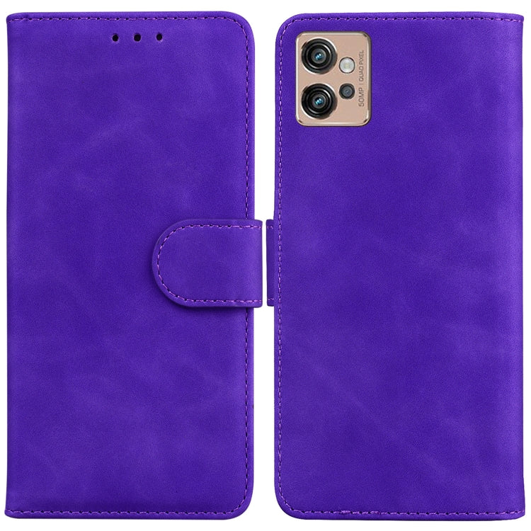 For Motorola Moto G32 Skin Feel Pure Color Flip Leather Phone Case